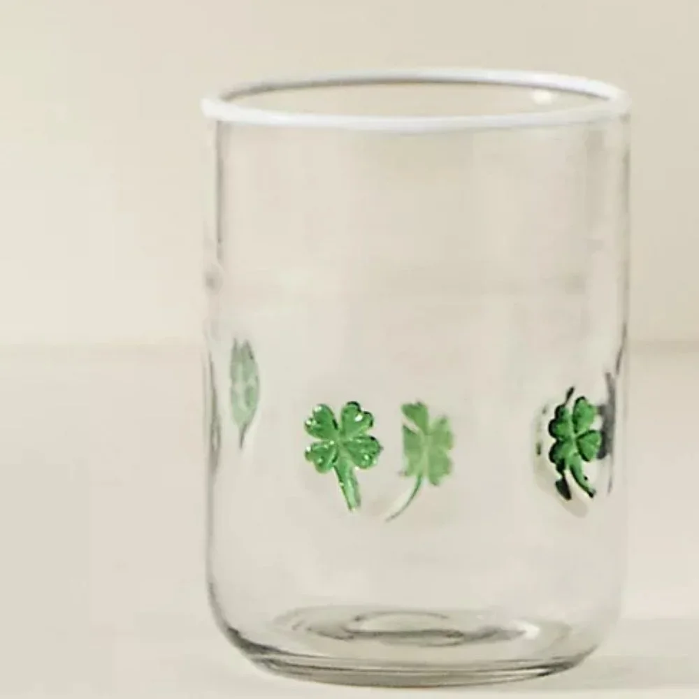 Anthropologie Lucky Shamrock Clover Juice Glass - Picture 1 of 1